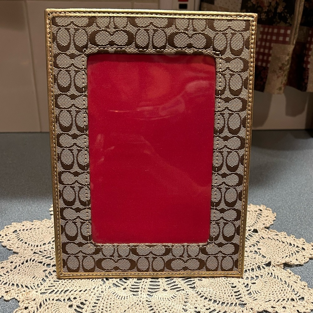 VERY RARE VTG Y2K Coach Classic Monogram Tan Gold Picture Photo Frame